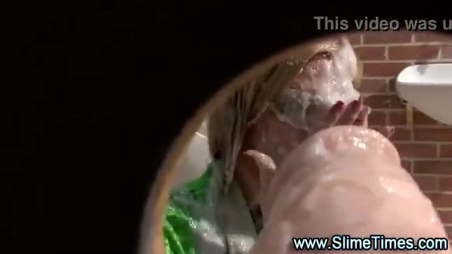 Glamorous blonde blasted with cum like goo